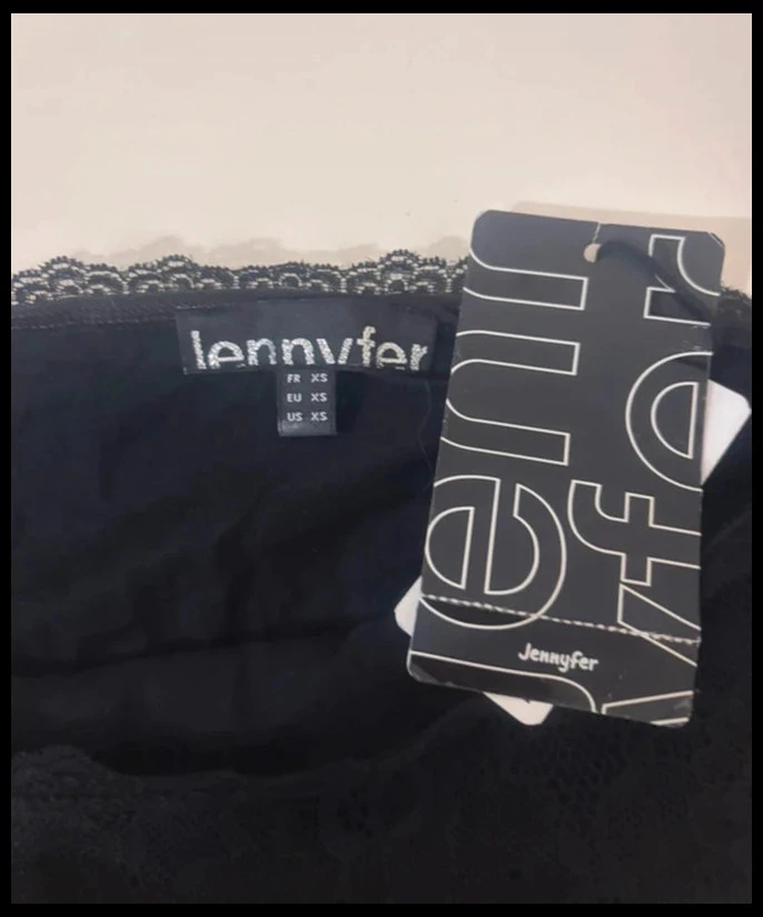 Jennyfer Black Lace Crop Top – Off-Shoulder & Lace-Up Details – Size XS (New) – photo 5
